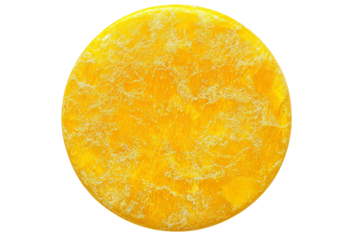 Bright Yellow Paint Circle with Rough and Thick Brushstrokes. Isolated on a Transparent Background