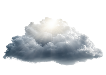 Fluffy White Cloud with a Soft and Natural Shape. Isolated on a Transparent Background