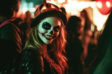 女, 女性, 化粧, 仮装, ハロウィーン, 祝い, ホラー, パーティー, woman, female, makeup, costume, halloween, celebration, horror, party