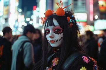 Obraz premium 女, 女性, 化粧, 仮装, ハロウィーン, 祝い, ホラー, パーティー, woman, female, makeup, costume, halloween, celebration, horror, party