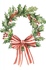 A decorative watercolor image of a holiday season wreath