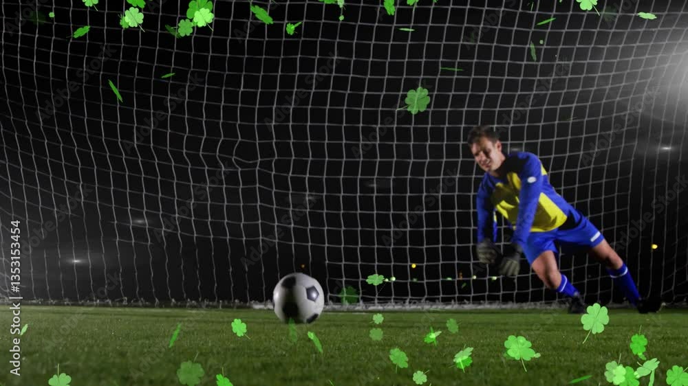 Aufkleber soccer goalie missing save as ball enters net with clover animation overlay
