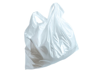 Crumpled White Plastic Bag with Wrinkled Folds. Isolated on a Transparent Background