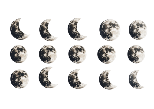 Reflective Silver Spheres Arranged in a Pattern. Isolated on a Transparent Background