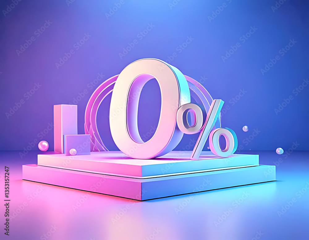 Aufkleber creative 3d representation of zero percent in modern business setting abstract design studio view