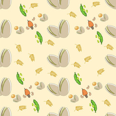 Seeds seamless pattern background. Seeds illustration pattern. Seeds background. Nuts seamless pattern. Perfect for fabrics, textile, wallpaper, and decor