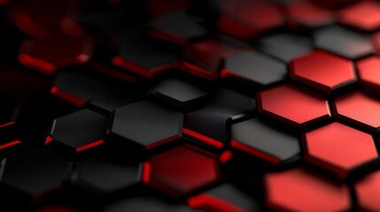 Obraz premium Abstract Red Black Hexagon Pattern Background.