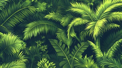 Naklejka premium Professional Seamless Horizontal Tropical Background Hand Drawn Design