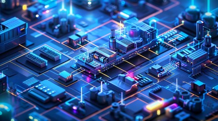 Smart factory featuring interconnected IoT devices and AI driven automation systems ensuring seamless operations