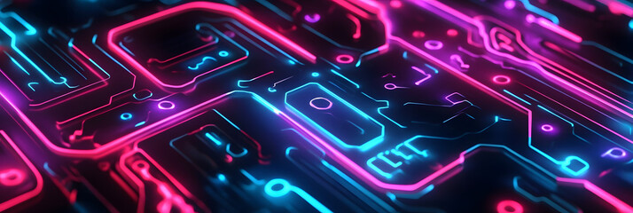 Neon Circuitry: Glowing Lines Abstract Art