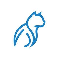 Elegant Blue Cat Logo Design Minimalist Vector Illustration for Pet Businesses, Veterinary Clinics, and Animal Shelters