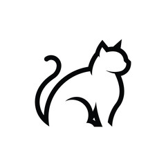 Elegant Minimalist Cat Logo Design Vector Illustration of a Sitting Cat, Perfect for Pet Businesses, Veterinary Clinics, or Cat-Themed Brands