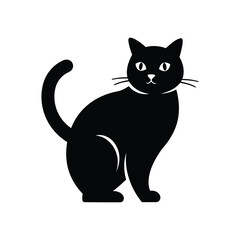 Elegant Black Cat Silhouette Vector Illustration, Perfect for Logos, Designs, and Prints