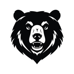 Powerful Black Bear Head Logo Vector Illustration, Fierce Animal Mascot Design,