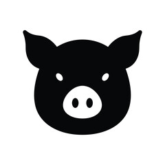 Stylized Pig Head Icon Vector Illustration, Black Silhouette, Farm Animal Graphic, Simple Design Element for Branding, Websites, and Applications.