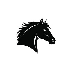 Majestic Stallion Head Silhouette Elegant Black Horse Vector Logo Design for Equestrian Brands, Ranches, and Clubs