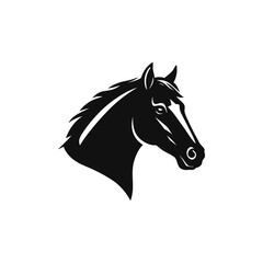 Majestic Horse Head Silhouette Elegant Black and White Equestrian Vector Illustration, Perfect for Logos, Branding, and Designs