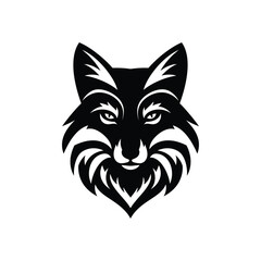 Majestic Fox Head Logo Vector Illustration, Black and White Design