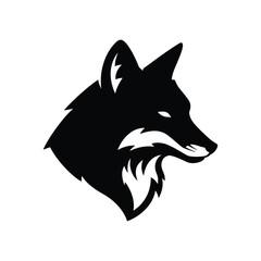 Majestic Fox Head Silhouette Vector Illustration, Black and White Animal Logo Design
