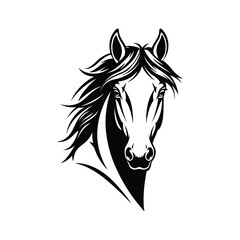Majestic Horse Head Vector Illustration Black and White Equestrian Design for Logos, Prints, and More