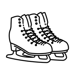 ice skate shoes outline illustration. ice skate black line illustration