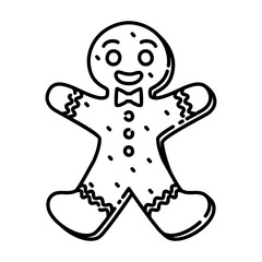 Gingerbread outline illustration. Gingerbread black line illustration