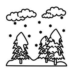 snowfall outline illustration. winter black line illustration
