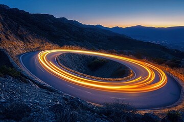 Winding Mountain Pass Captured in Long Exposure With Stunning Light Patterns