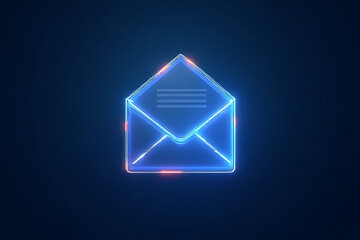 Fototapeta premium Digital communication action email icon graphic design dark background futuristic concept