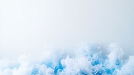 Abstract Light Blue Smoke Clouds on White Background