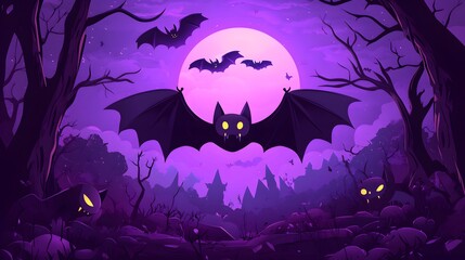 Vintage Groovy Lettering Quote with Dark Soul Theme and Bats