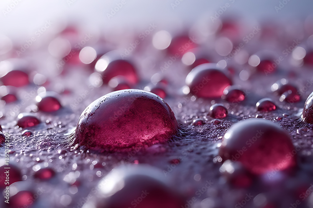 Poster droplets on surface macro photography abstract art soft light environment close-up view