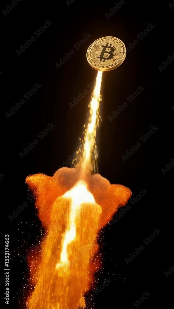 Aufkleber bitcoin rocket launch shows soaring value in the cryptocurrency market today generative ai
