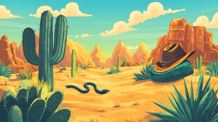 Serene desert landscape quote with cacti for travel and adventure enthusiasts