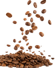 Obraz premium Coffee Beans on White PNG – Transparent Cutout Coffee Image