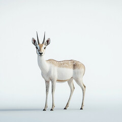 Fototapeta premium Elegant dama gazelle standing in studio with clean white background
