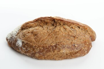 Whole loaf of freshly baked bread isolated on white