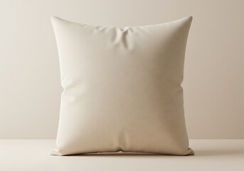 Neutral Beige Pillow Mockup on Surface for Interior Design Showcase