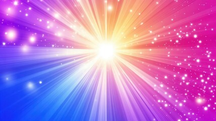 Fototapeta premium Rainbow Starburst Explosion with Sparkling Particles.