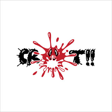The crot writing is red and black on a white background.