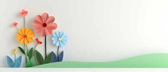 Obraz premium Create colorful paper flower art! Handmade craft with beautiful petals and stems, bringing a garden's leaves and blooms.