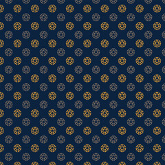 Luxury floral geometric pattern. Seamless vector background. Golden yellow pattern on blue background. Contemporary modern style abstract pattern design.