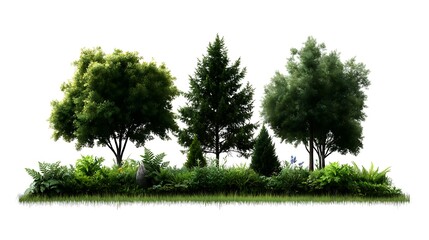 Obraz premium Lush Garden Island 3D Rendered Trees Plants.