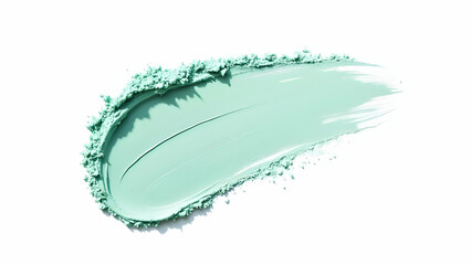 Obraz premium Pastel Mint Face Powder Stroke with Ethereal Cloud Like Softness on Pure White Background