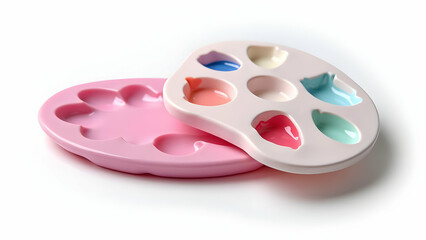 Contemporary Plastic Palette with Flowing Liquid Acrylics and Innovative Silicone Shaper Tools