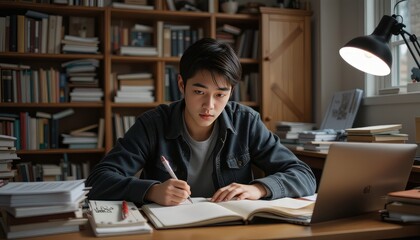 Focused Student Engaged in Study