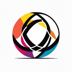 Fototapeta premium minimalist vector silhouette of colorful interlocking circles