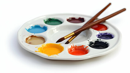 Porcelain Watercolor Palette with Handcrafted Paint Wells and Premium Kolinsky Brushes