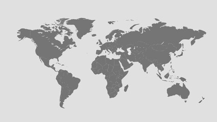 World map silhouette gray vector illustration