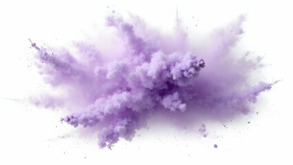 Delicate Whirlwind of Pastel Lavender Face Powder Twirling Gracefully on Pure White Background